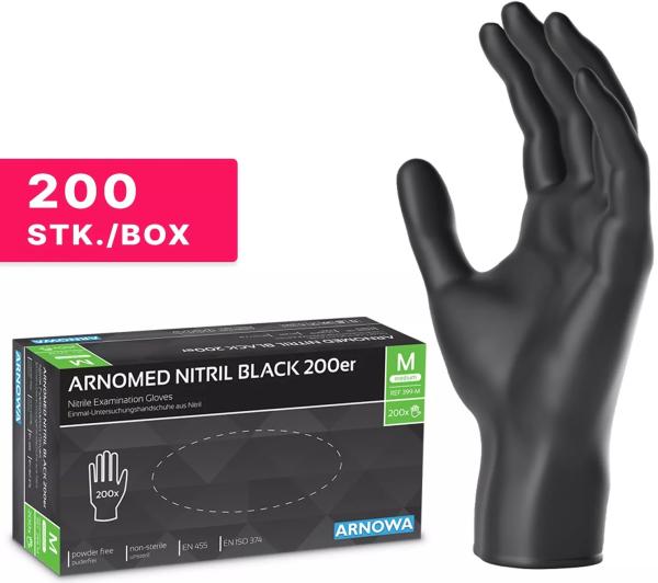 Arnomed Nitrilhandschuhe schwarz, 200 Stück